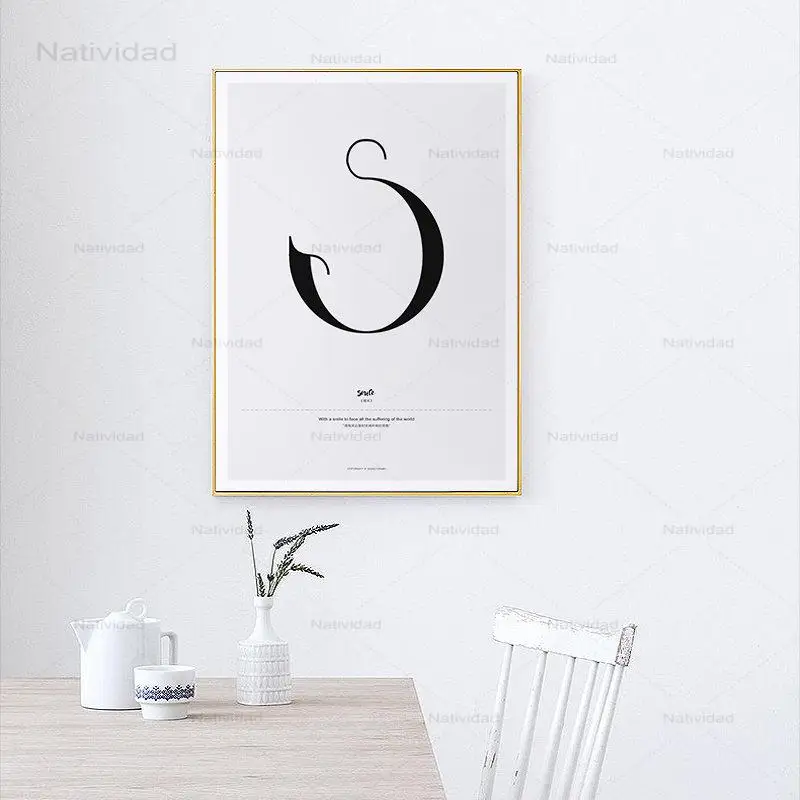 Картина на холсте в европейском стиле с английским алфавитом слова цитаты