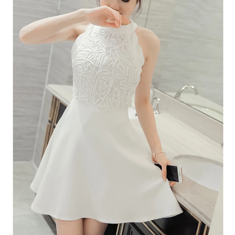 обтягивающее кружевное платье с цветочным узором Белое 2018 Осень Зима Женское