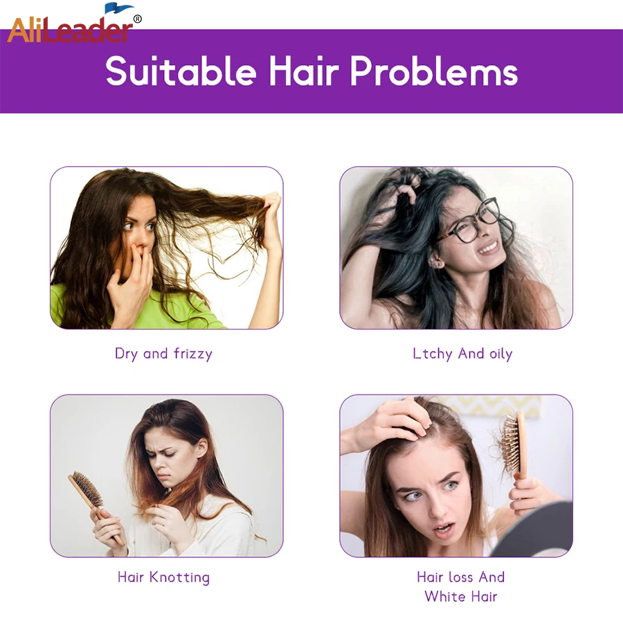 Alileader 1Pcs Electric Detangling Brush Hair Curly Detangle Comb Purple Scalp Massage Hot Sell For Wet And Dry | Шиньоны и парики