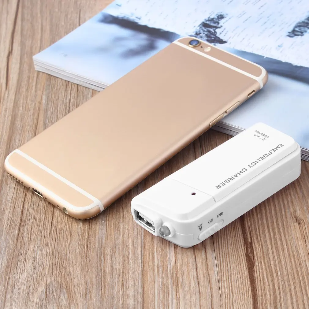 universal portable usb emergency 2 aa battery extender charger power bank supply box for iphone mobile phone mp3 mp4 white free global shipping