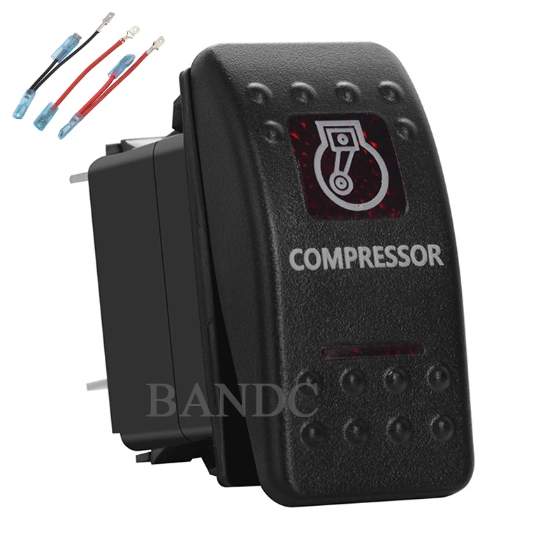 

COMPRESSOR Rocker Switch 5Pins on-off SPST Dual Red Led Lamp for Car Boat RV Truck Vehicles，Waterproof，12V 24V，Jumper Wires