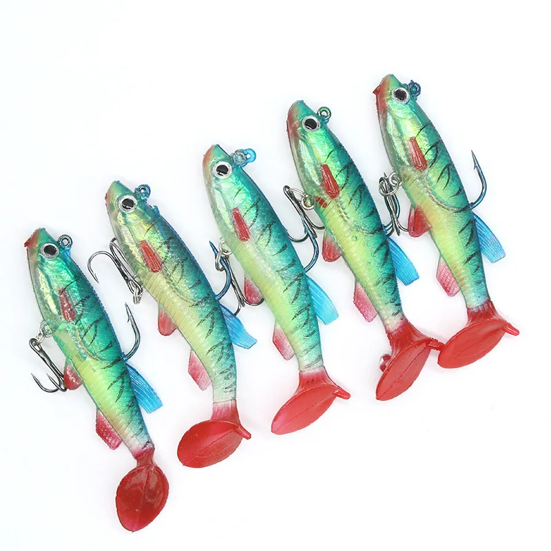 

1Pcs 90mm 14g 1/2oz Lead Soft Lure Silicone Jigging Wobblers Treble Hooks Bass Artificial Bait Swimbait Pesca Fishing Tackle