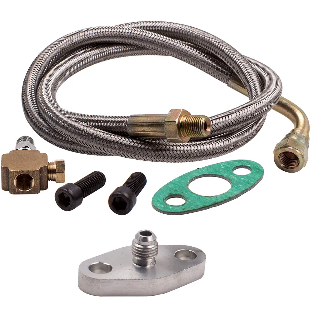 

50 "турбомасляная линия, стальная плетеная линия-4An -4 AN 90 градусов, линия из нержавеющей стали T3 T4 T04E T70 T60 T61 1/8 NPT -4AN