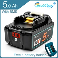 waitley 18v 5 0ah bl1850b rechargeable li ion battery for makita 18 volt power tools bl1860 bl1830b bl1850b bl1840 lxt 400 5a