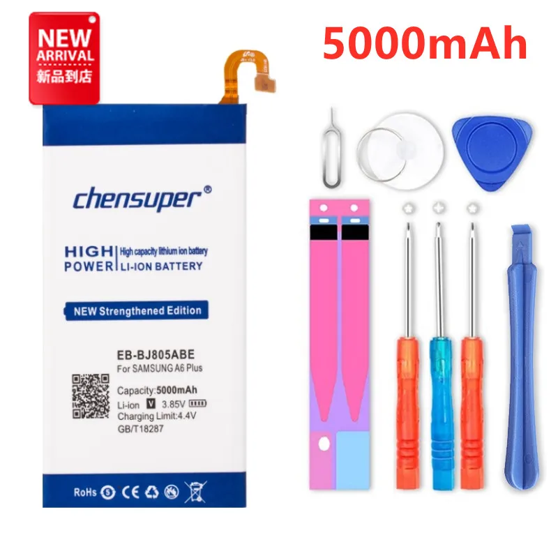 Фотоаккумулятор chensuper 5000 мАч для Samsung Galaxy A6 Plus A6 + EB-BJ805ABE A605G A6050 A605K A605FN A605GN