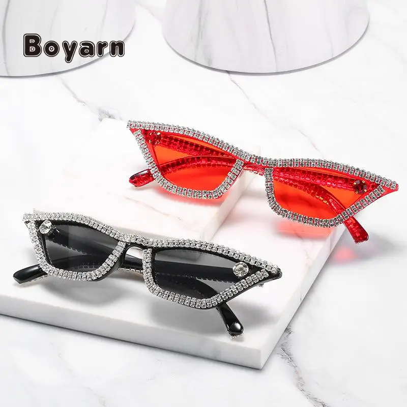 

Boyarn 2022 New Diamond Sunglasses, Personality Trendy Handmade Dot Diamond Cat Eye Sunglasses Women Exaggerated Diamond Glasses