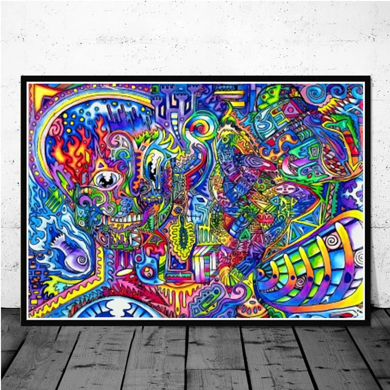 Акриловая абстрактная картина с кислотой Lsd психоделический черный свет плакат