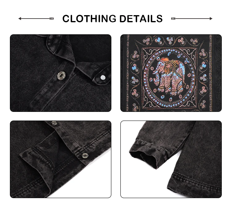 

Women Denim Short Jackets Jeans Coats Vintage Fashion Black winter Bohemian Long Sleeve Clothes Fad Outerwear Ladies Clothing