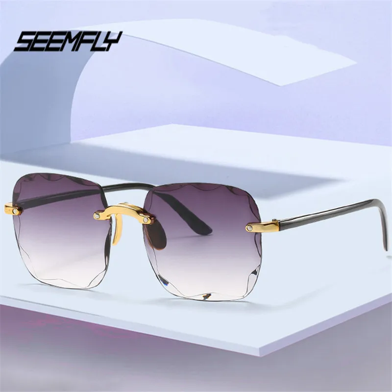 

Очки солнцезащитные Seemfly женские, трендовые Классические солнечные очки без оправы, для вождения и путешествий, UV400