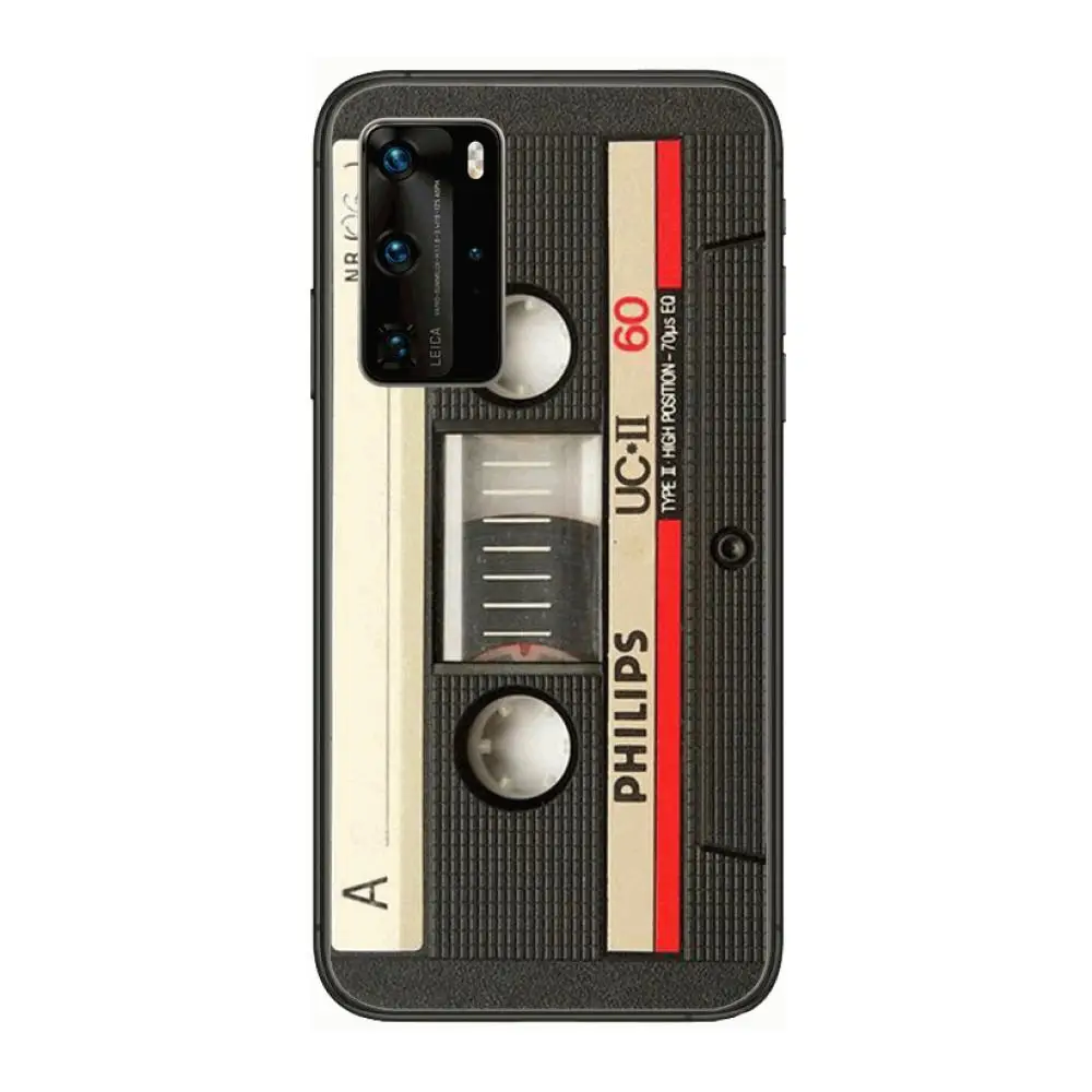 

Popular music cassette Phone Case For Huawei P 40 30 20 10 9 8 Lite E Pro Plus Black Etui Coque Painting Hoesjes comic fashion