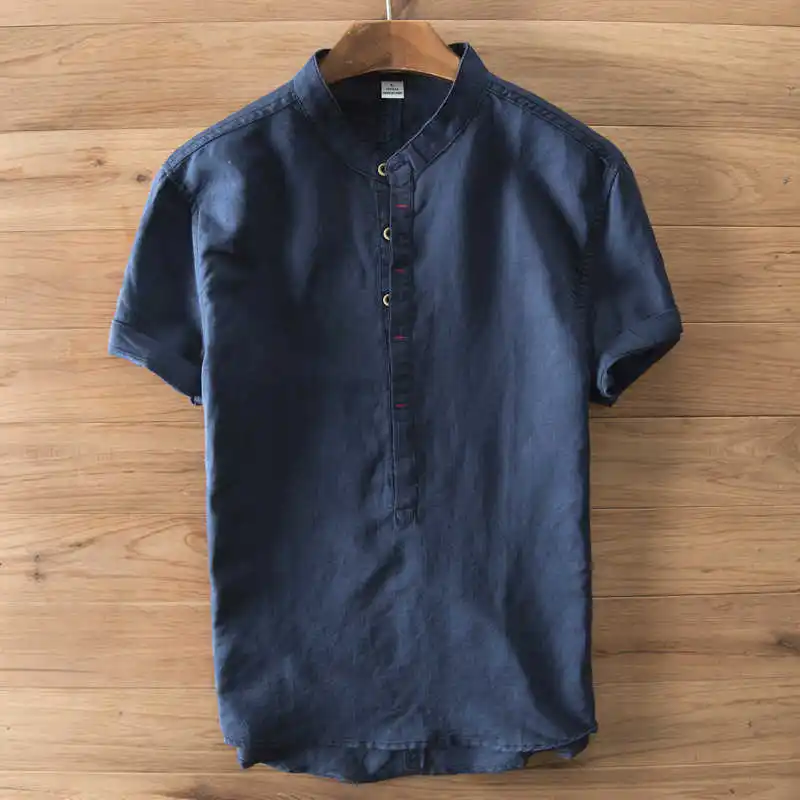 

Sumner Linen Shirts Short Sleeve Comfortable Breathable Mens Quality Casual Shirts Slim fit Solid Cotton Shirts Men
