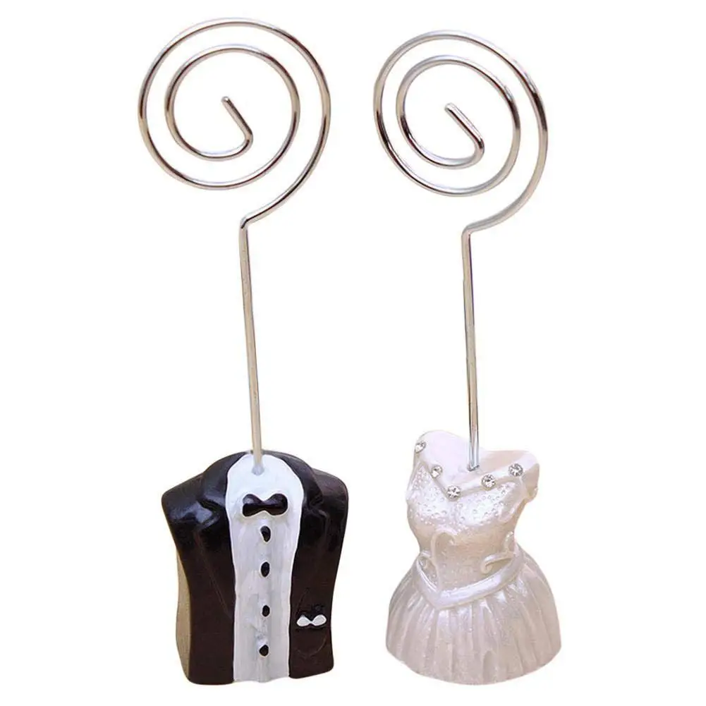 

1 Pair Bride Groom Shape Wedding Place Card Holder Table Number Stand Photo Clip New arrival