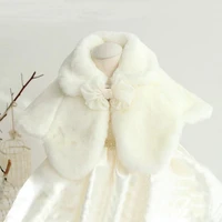 elegant winter shawl princess coats outwear jacket baby girls dress girls manteau white plush flower cloak coat clothes pj mm