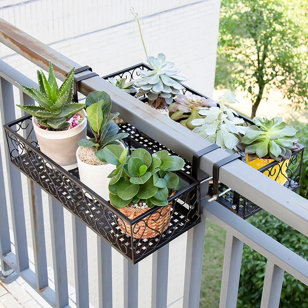 

Flower Pot Stand Rack Deck Rail Flowerpot Railing Shelf Balcony Rail Planter Shelf Fence Railing Flower Pots Holder