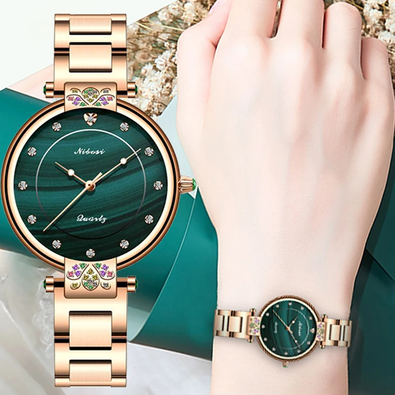 

Новые женские модные часы NIBOSI June 2021 комплект стразы женские кварцевые часы простые водонепроницаемые наручные часы на удачу для женщин