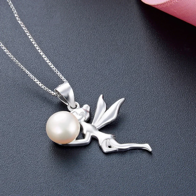 Серебро 925 браслет жемчужный кулон серебро Циркон Крыло ангела женское ожерелье