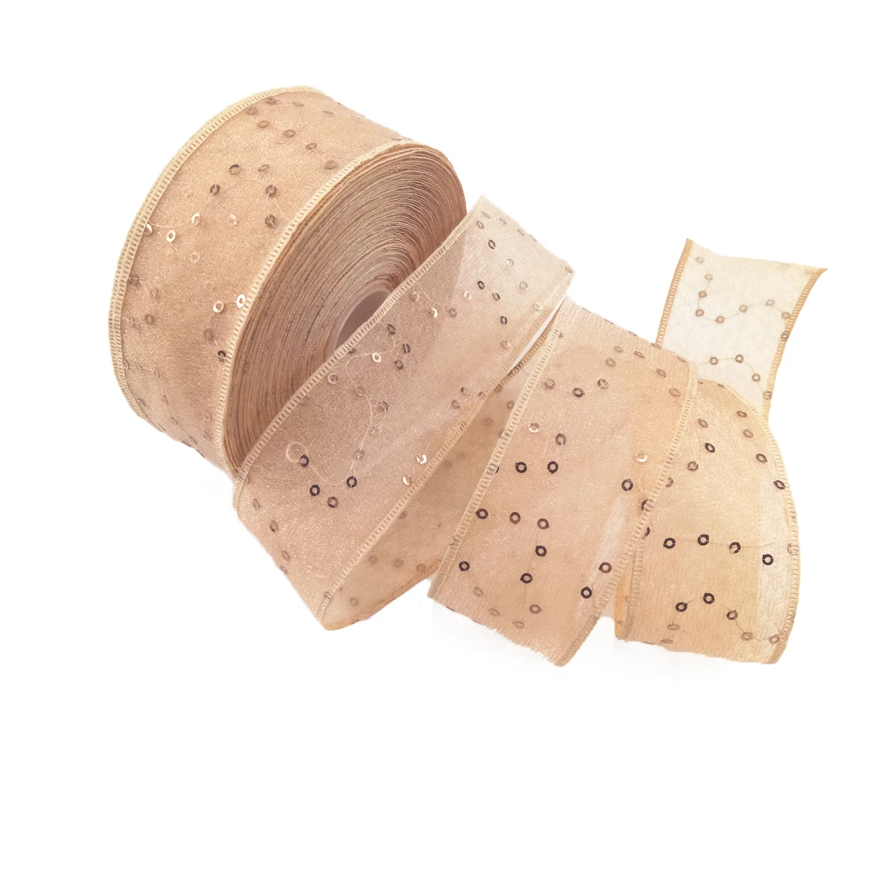 David accessories 48364(42 мм) и 59383(25 мм) газовая лента из органзы с блестками 25 ярдов, материалы ручной работы, 25Yc2546 - Цвет: 42mm
