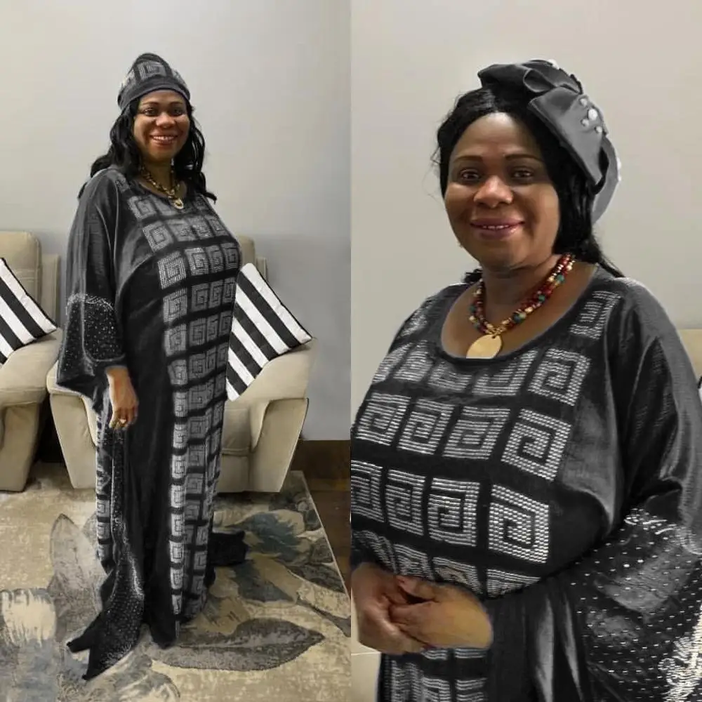 African Dresses for Women Dashiki Diamond Beads African Abaya Dubai Muslim Dress Robe Africa Plus Size Dress