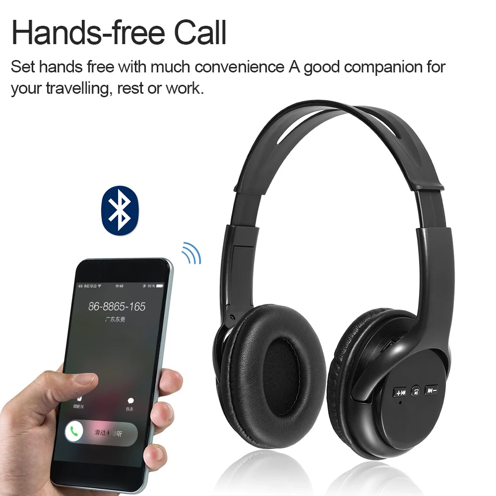 Wireless Bluetooth Headsets Over-ear Earphone Hands-free with Mic MusicHeadphone for iPhone 7 8 Plus Samsung Galaxy | Электроника