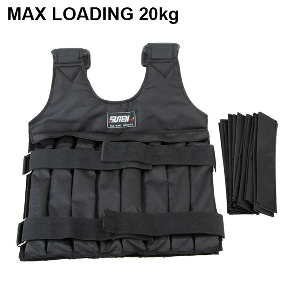 

20kg Loading Weighted Vest Adjustable Exercise Training Fitness Jacket Gym Workout Boxing Vest Fitness Waistcoat