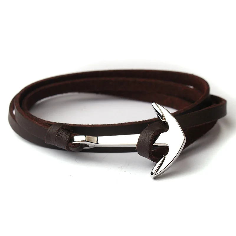 Мужские браслеты высокого качества мужские из искусственной кожи с якорем