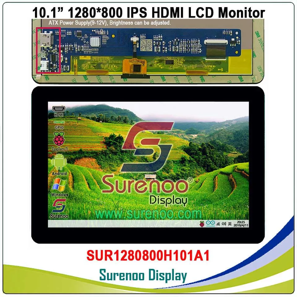 10," 10,1 дюймов 1024*600 1280*800 HDMI ЖК-модуль дисплей монитор ips экран с USB емкостной сенсорной панелью для Raspberry Pi - Цвет: SUR1280800H101A1
