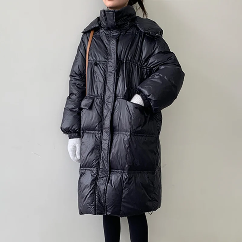 Autumn Light Down Jacket Women Black Winter Hooded Coat Female Korean Style Fashion Women's Clothes Veste Femme 2021 WPY4588