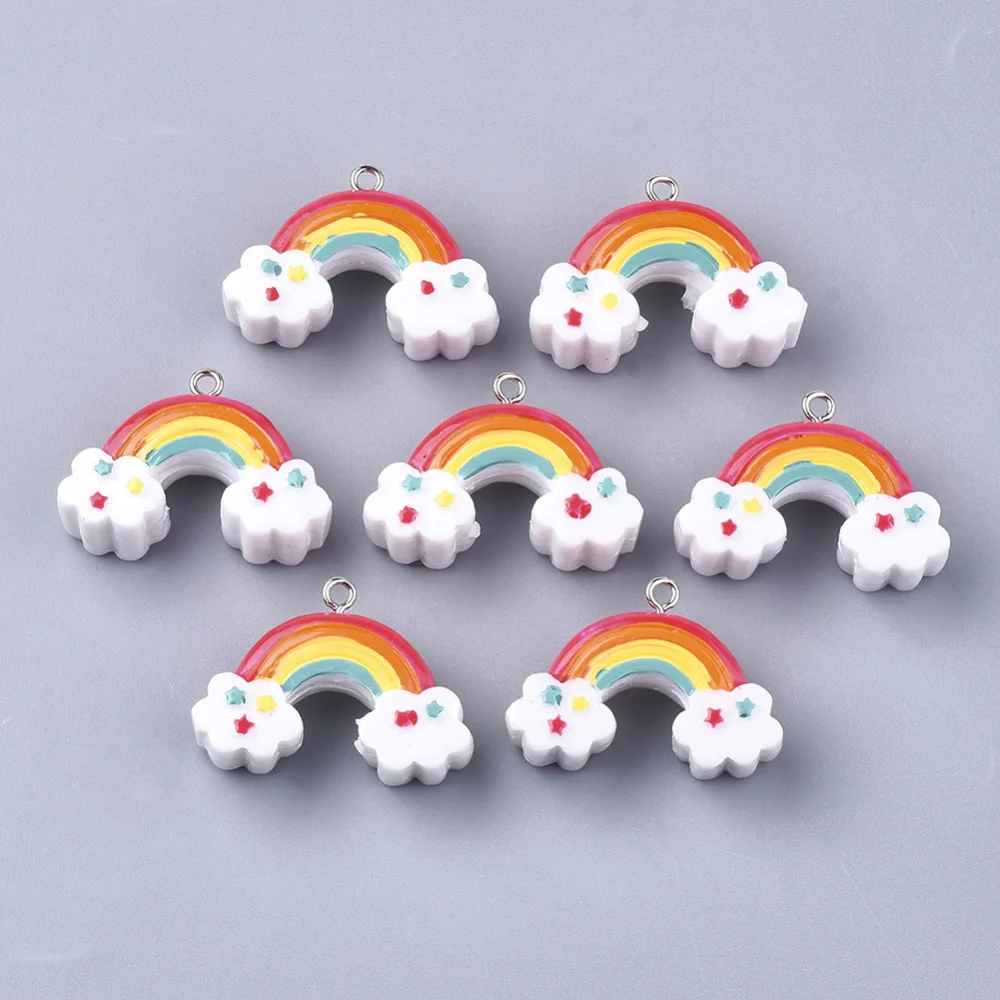 

5pcs Colorful Rainbow Resin Pendants Charms for DIY Jewelry Making Necklace Earrings Crafts Accessories Supplies