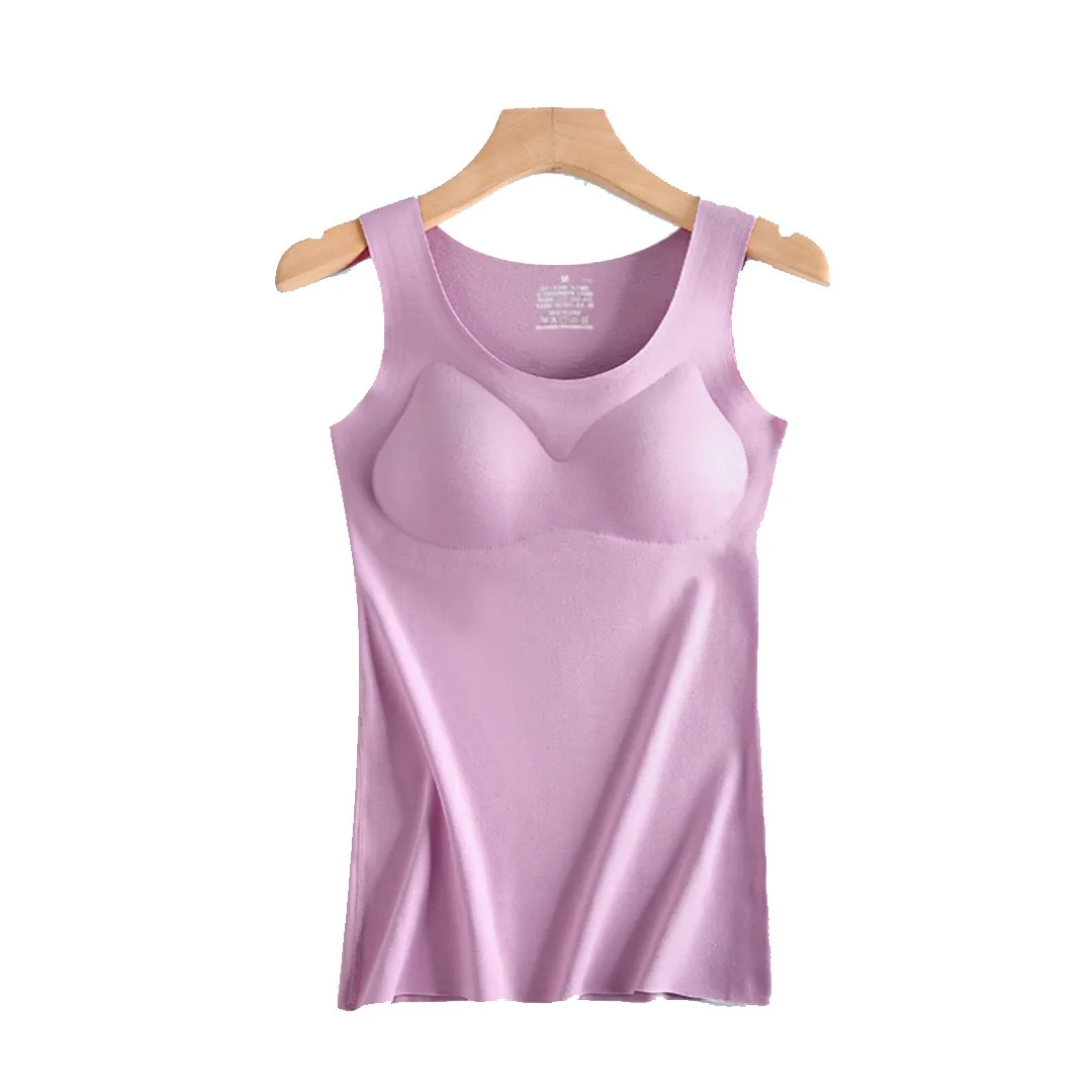 Blusa Termica Feminina Women's Warm Vest with Thick Underwear Inside Without Trace Solid Color Thermal Underwear Women