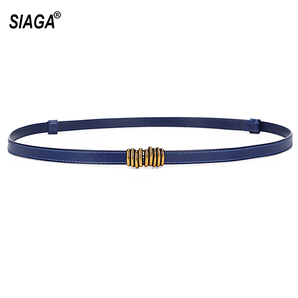 Ladies Genuine Belt Simple Leisure Styles Belts Sweaters Decorative Fine Female Blue Leather Belt Accessories 1.4cm Width FCO235