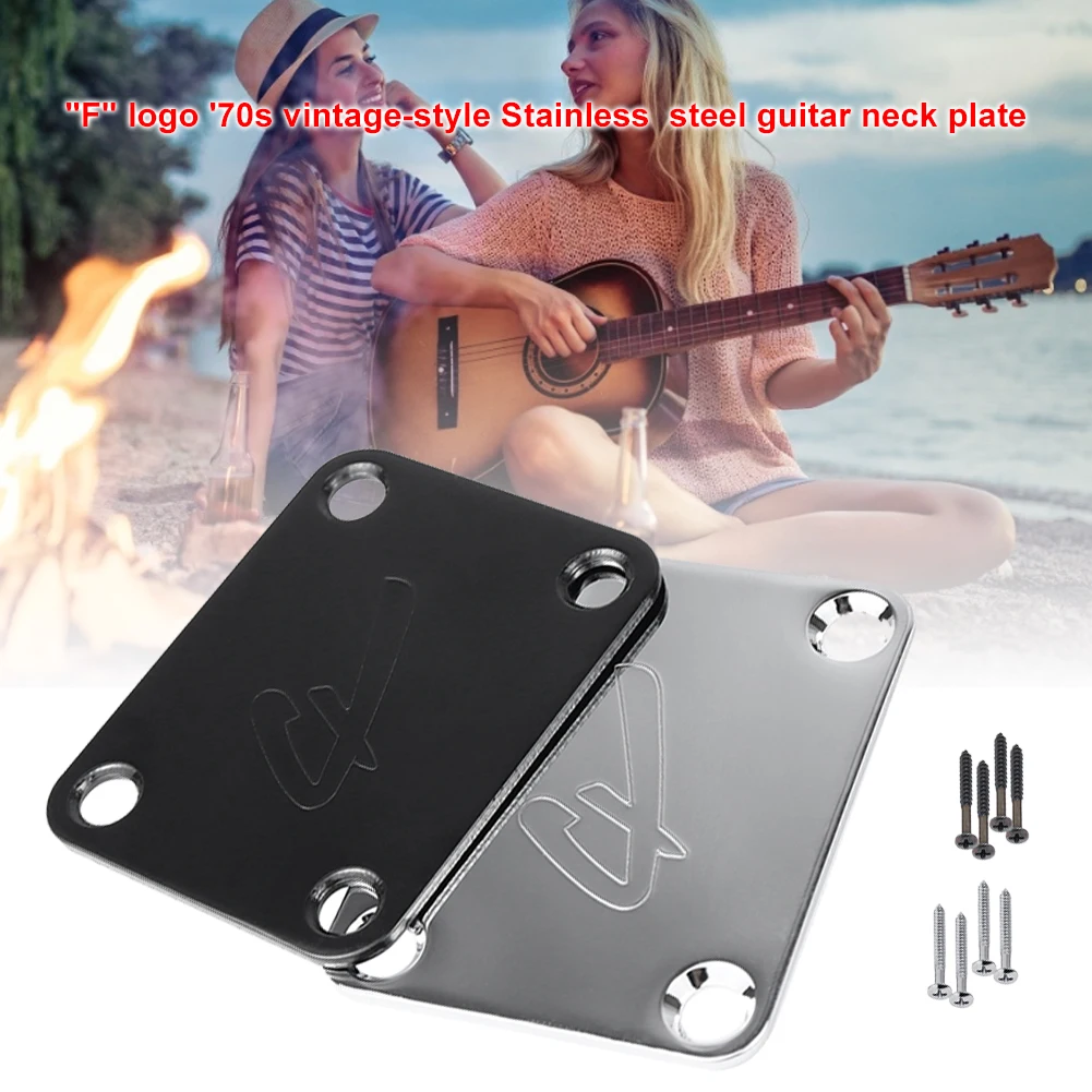 

Guitar Neck Plate F Chrome For ST TL Guitar Chrome Black Gold Screws included