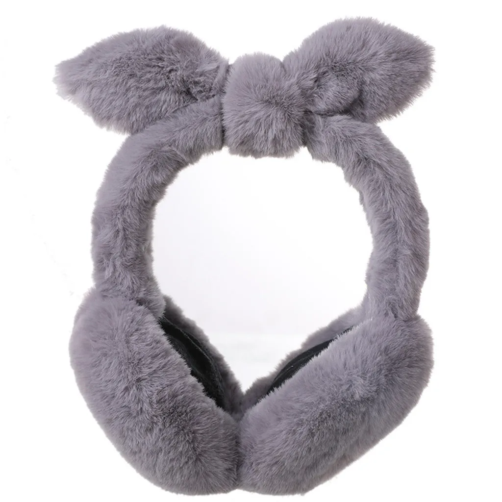 Милые плюшевые зимние теплые регулируемые наушники с бабочками и ушками Модные