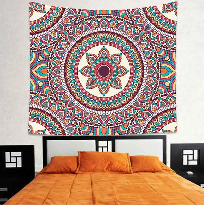 Simsant цветы гобелен с изображением тигра Крылья Ангела Мандала искусство