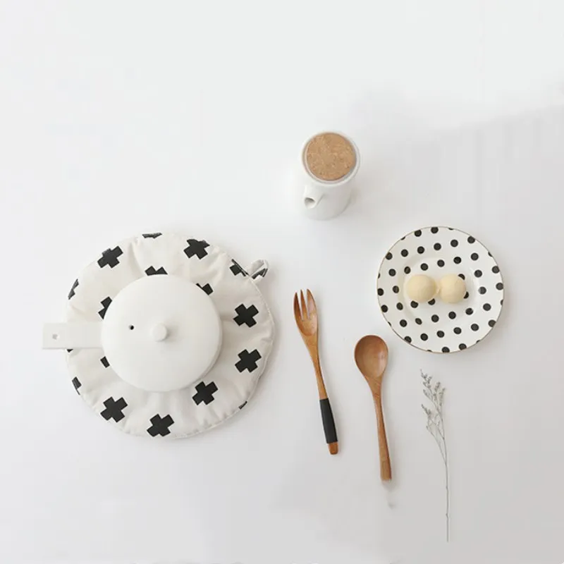 INS Скандинавская черно-белая круглая подстилка хлопковая подставка нескользящий