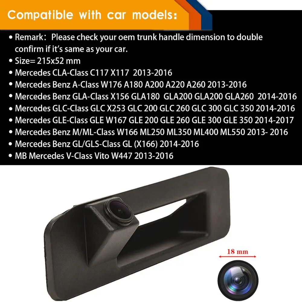Ручка багажника камеры заднего вида для Mercedes Benz vito W447 A Class W176 ML W166 ML260 ML300 ML450 ML350 A180
