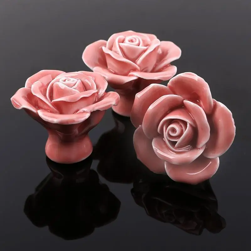 8 шт. в форме розы керамические ручки для кухонного шкафа мебельная керамическая