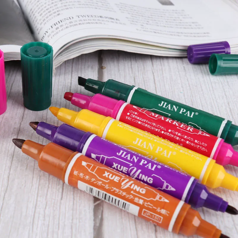 Маркеры с двумя головками 8/12 цветные маркеры белыми полосками для офисных и