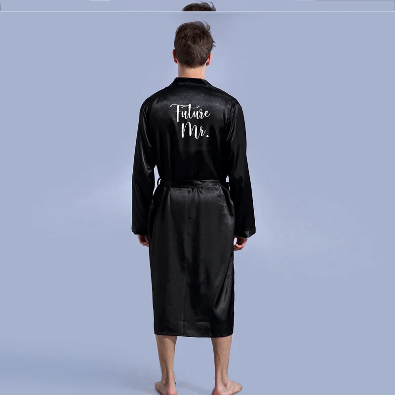 Халат для жениха мягкий домашний халат из искусственного шелка ночная рубашка