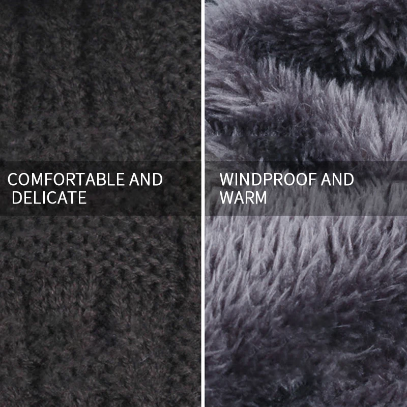 

2021 New Fashion Winter Caps For Men Coral Fleece Beanie Men's Hat Scarf Warm Knitted Hats For Women Bonnet Cap gorras hombre