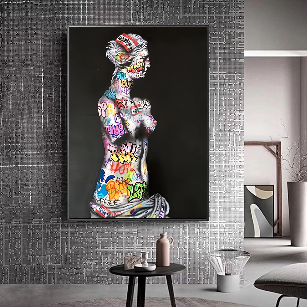 

Graffiti Woman Sculpture Renaissance Art Poster Abstract Canvas Wall Print Painting Modern Style Picture Room Home Decoration