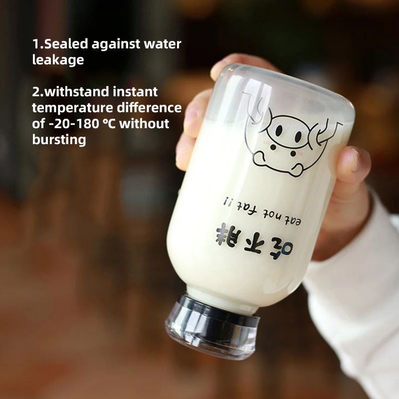 Creative Pig Water Cup Glass Bottles Kawaii Bottle Eco Friendly with a Straw Glasses Cute My Cups Waterbottle | Дом и сад