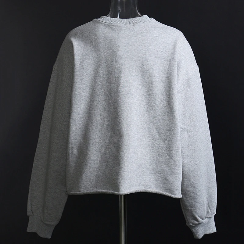 

irregular short women's jacquard loose sweatshirt, round neck, long sleeve, large, fashion, spring, autumn, 2021, 1dd3911