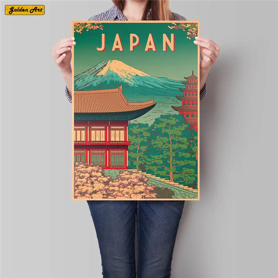 Постер из японского города для путешествий расписанный вручную туристических