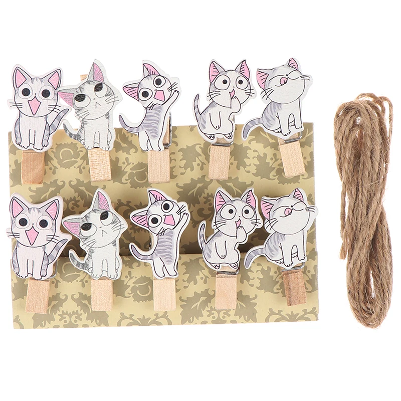 10 шт./лот милый кавайный Кот деревянный зажим фото бумажная прищепка Сделай Сам