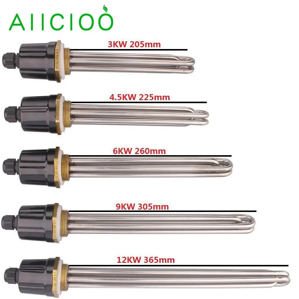 Elemento de Aquecimento de Água de Imersão para a Fabricação de Cerveja Aiicioo 3kw 4.5kw 6kw 9kw 12kw 42mm 1.25 Rosca Bsp Dn32 220v – 380v