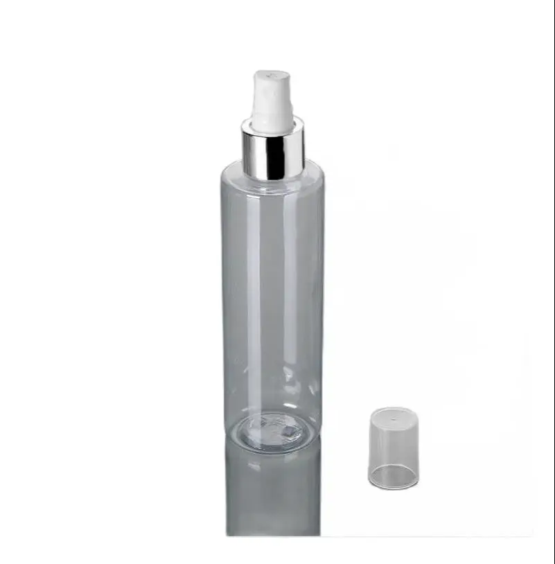 

150ML square shoulder plastic PET bottle with silver gold mist sprayer pump sprayer bottle atomiser skin care cosmetic packing