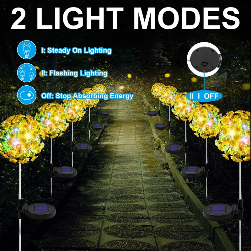 

Solar Flower Ball Light Colorful Outdoor LED Light for Garden Courtyard Balcony Decoration Easy Installation uacr Lawn Lamps New