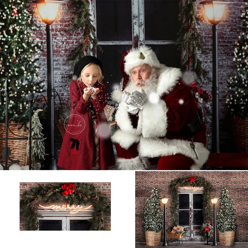 

2021 Christmas Photography Backdrop Vintage Fireplace Brick Photo Booth Background Shop Kitchen Winter Child Studio Photocall