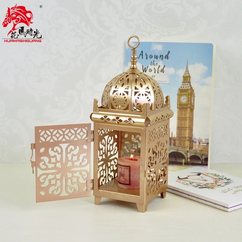 Европейский стиль марокканский Средиземноморский золотой железный подсвечник