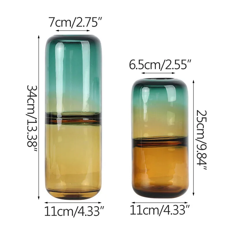 

Nordic Spliced Color Gradient Glass Flower Vase Home Decoration Modern Art Flower Vase Plant Holder Desk Hydroponics Room Decor